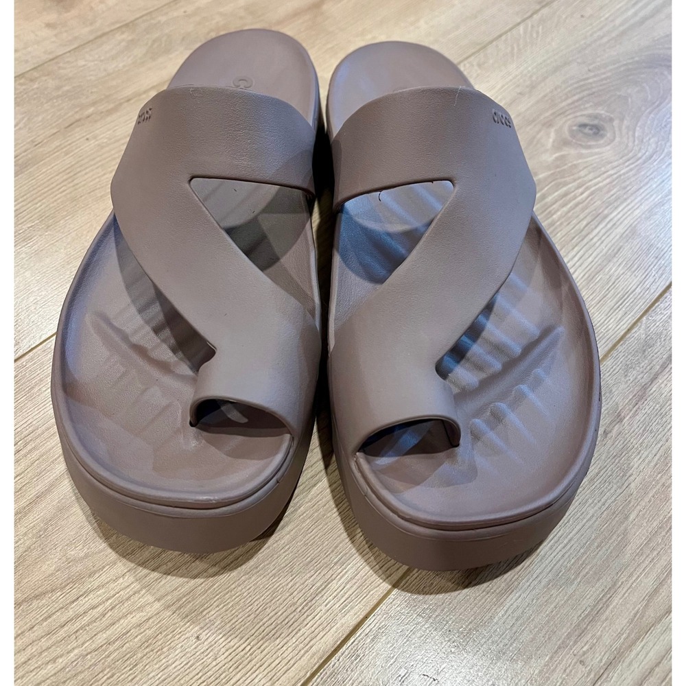Crocs Brooklyn Flip Platform Sandals Mauve Taupe Wedge Toe Loop Womens 10 10